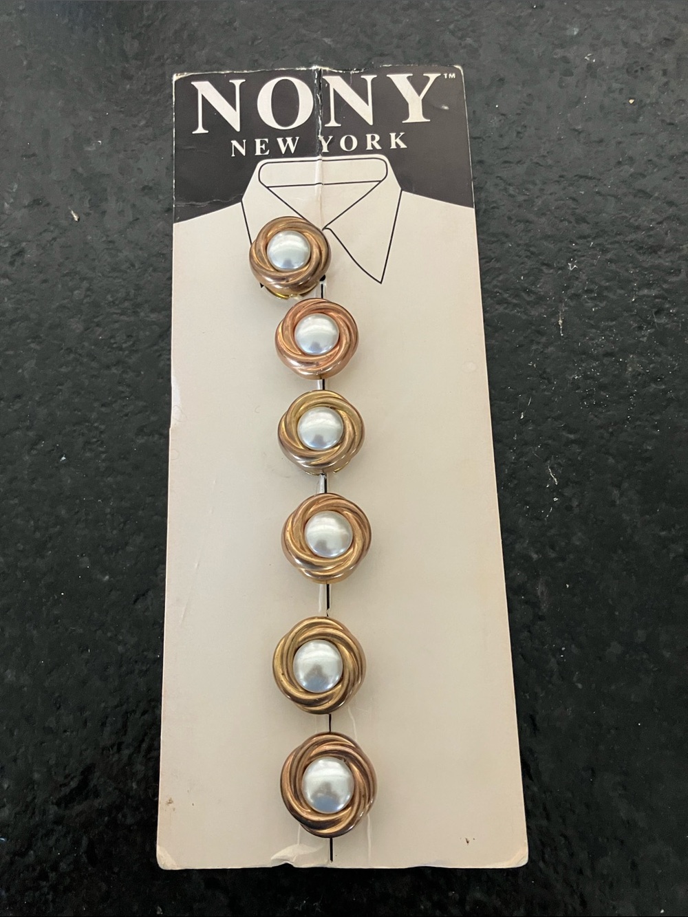 Nony New York Gold-Tone Pearl Nest Brooches - Cream Pearls (Set of 6)
